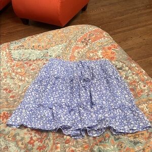 Sienna Sky Blue and White Floral Mini Skirt